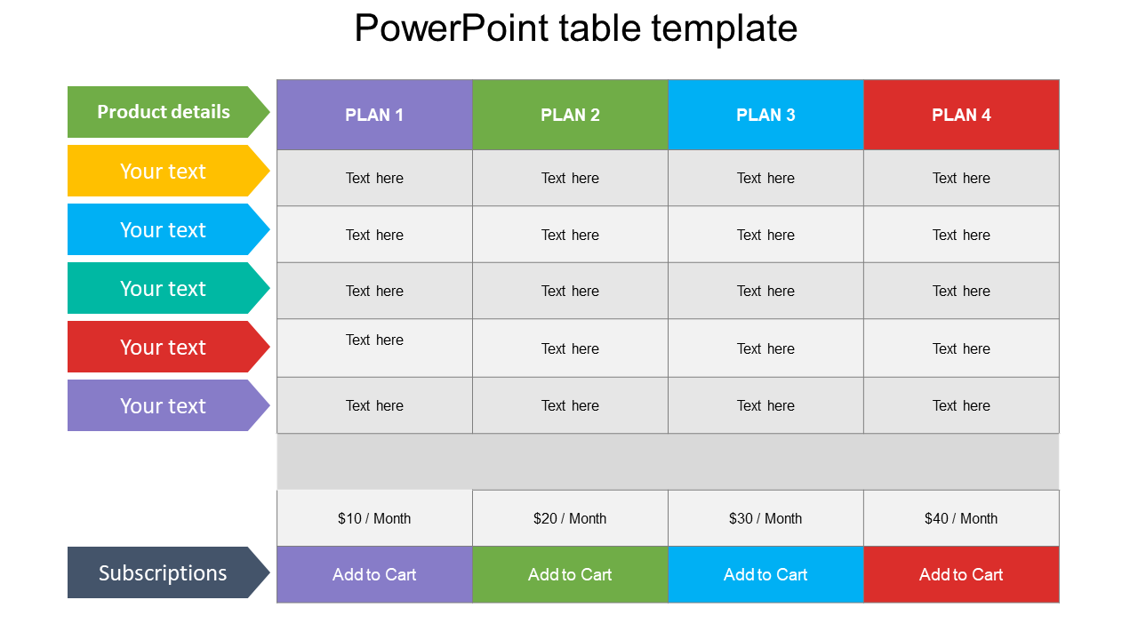 free presentation table design
